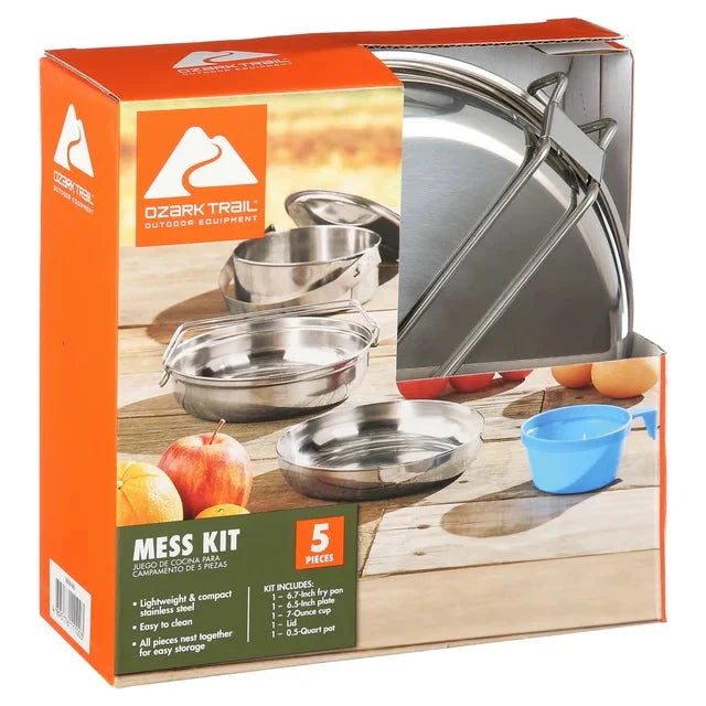 Ozark Trail Space-Saving 5-Piece Cookware Mess Kit, Stainless Steel and Plastic - Amado Deals - wholesale and distributors with free shipping in United States Ozark Trail Space-Saving 5-Piece Cookware Mess Kit, Stainless Steel and Plastic - Amado Deals - wholesale and distributors with free shipping in United States